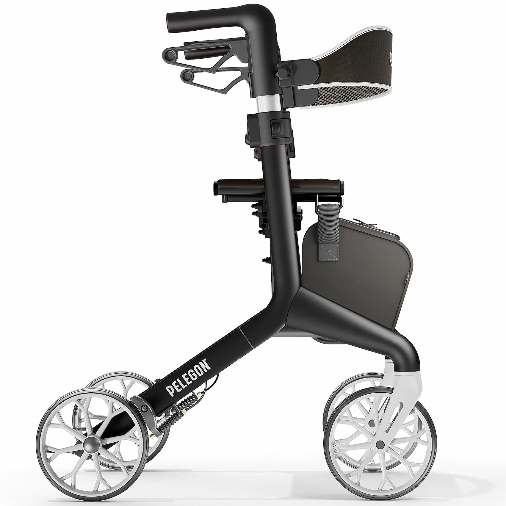 Black and gray rollator with 'Pelegon' branding on a white background | Carbon Black