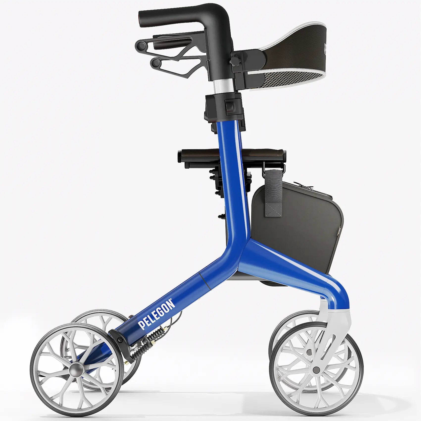 Blue rollator with black handle and seat on a white background | Royal Blue