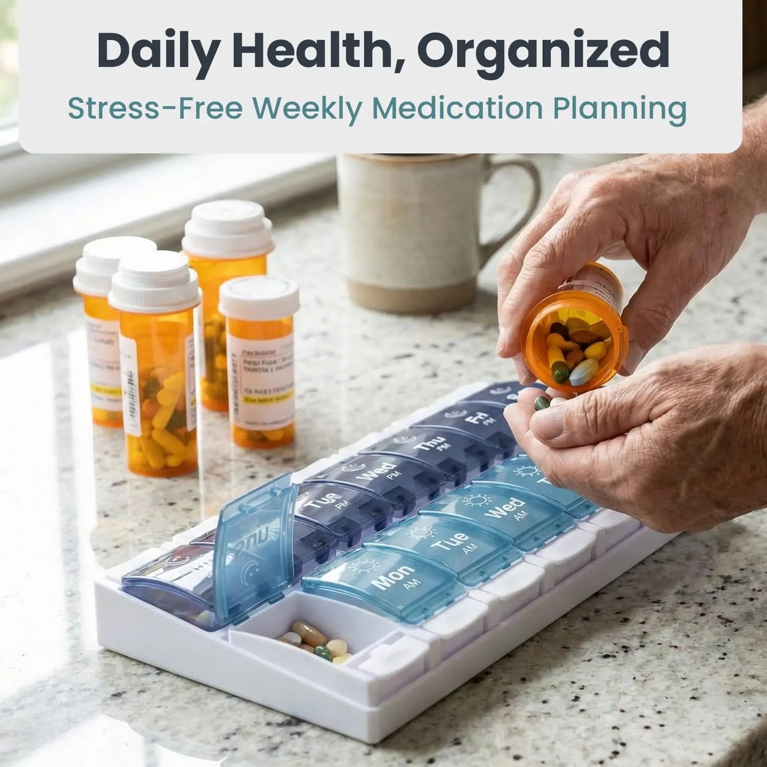 AM/PM Weekly Pill Organizer (7-Day) | Pelegon