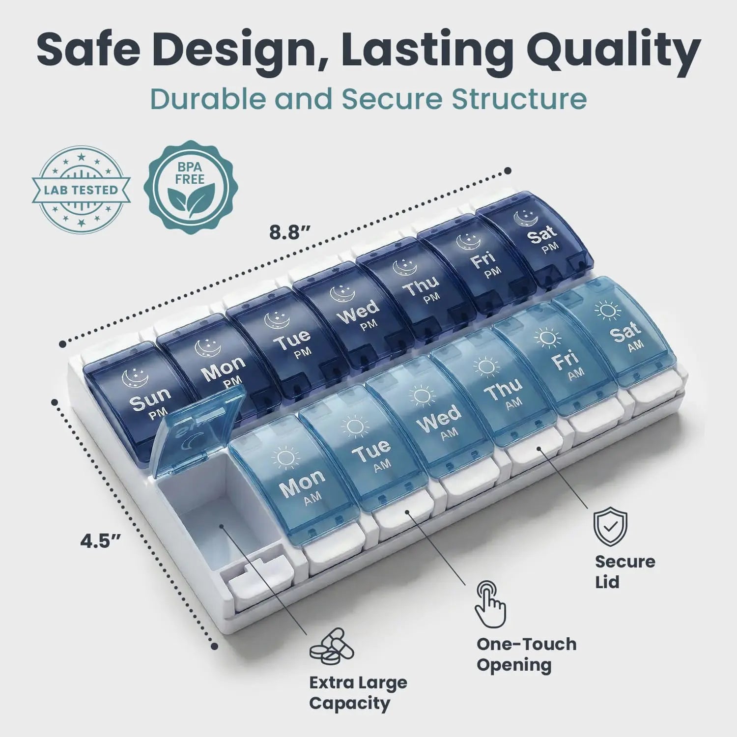 AM/PM Weekly Pill Organizer (7-Day) | Pelegon
