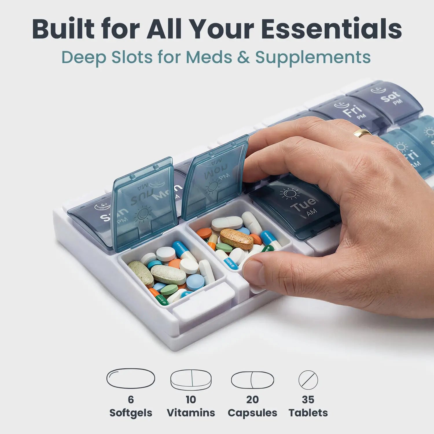 AM/PM Weekly Pill Organizer (7-Day) | Pelegon