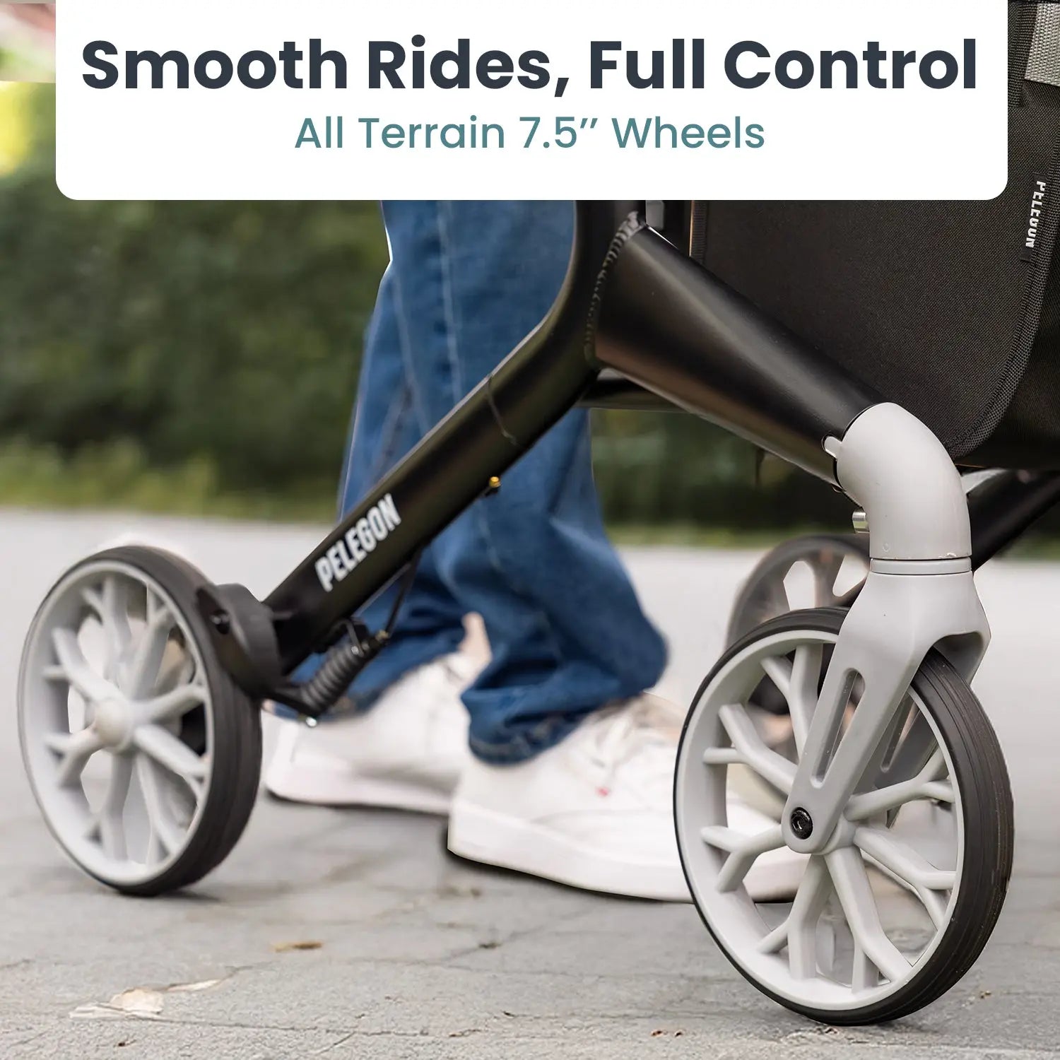 Pelegon Lightweight rollator walker with seat in Carbon Black