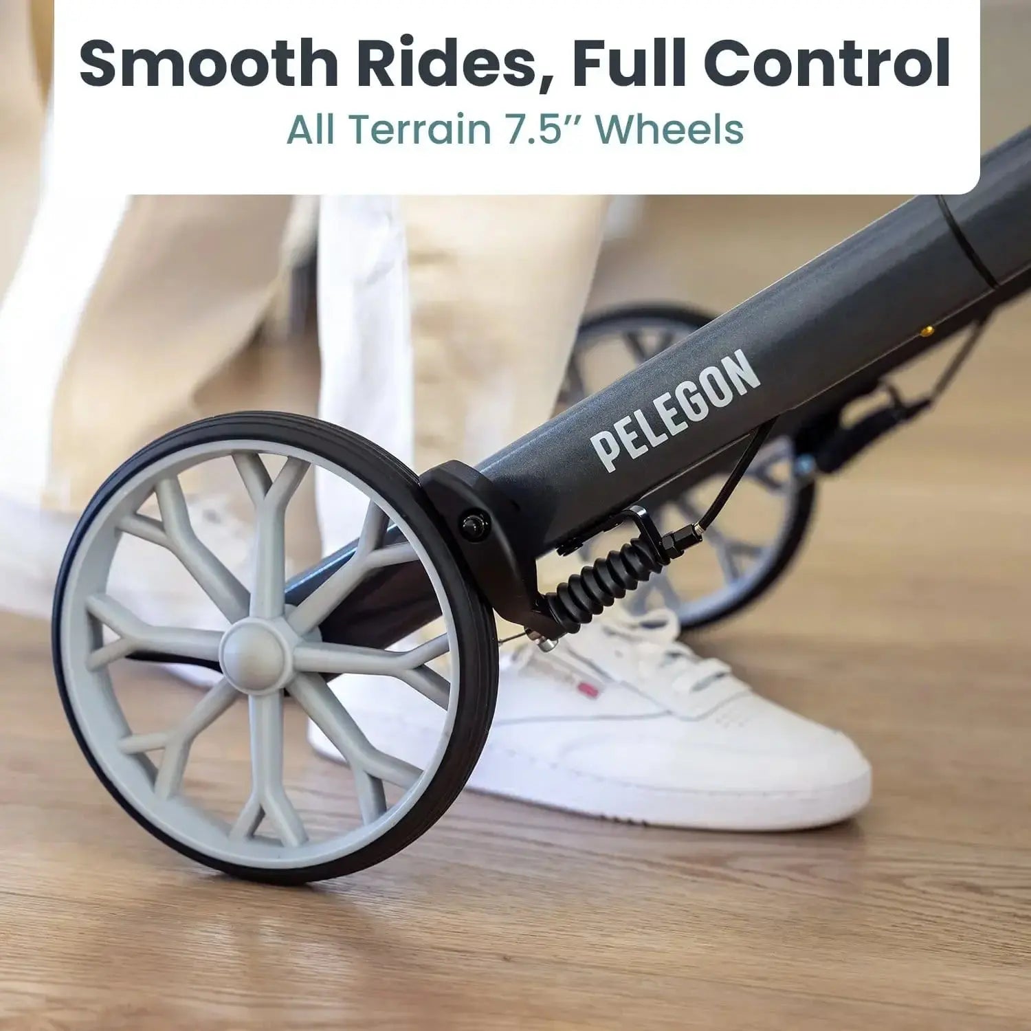 Pelegon Lightweight rollator walker with seat in Granite Grey