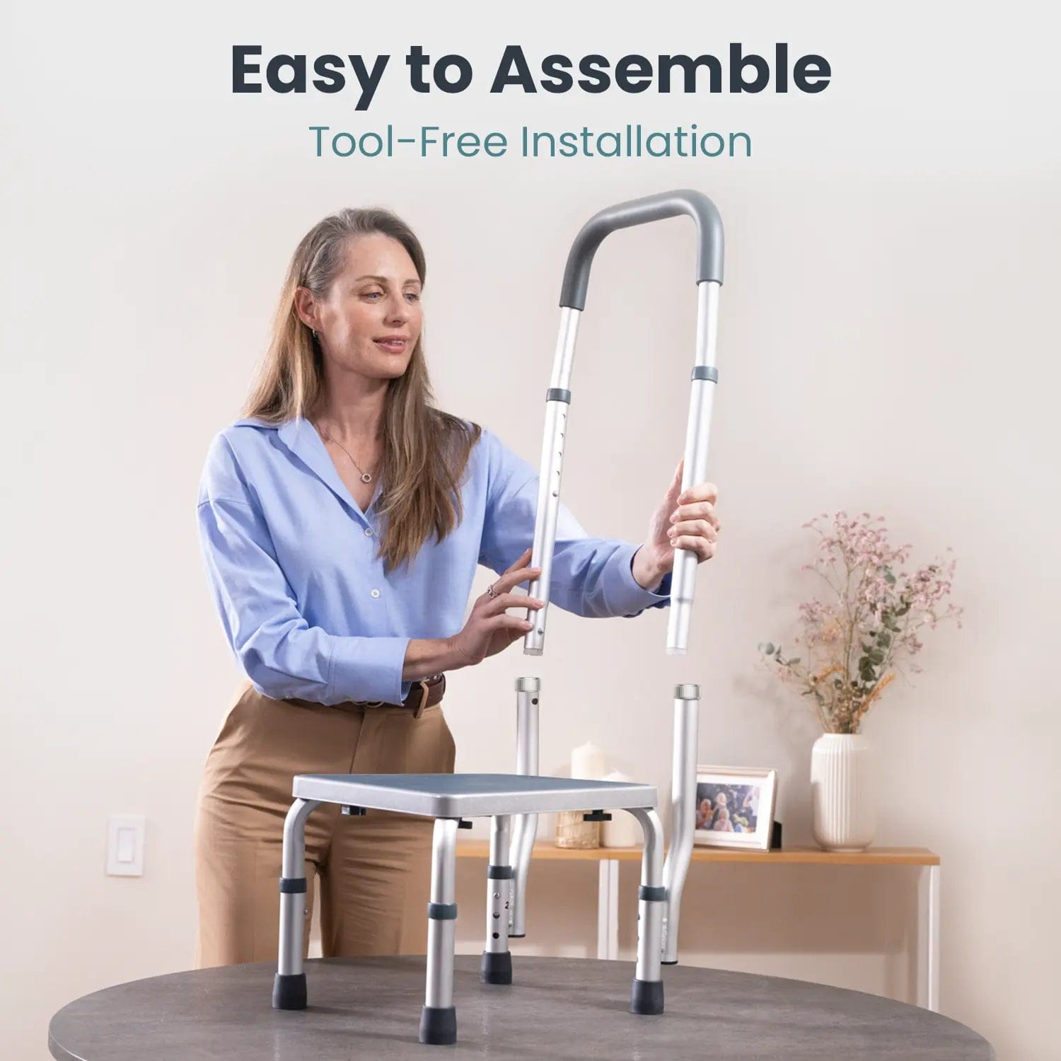 Adjustable Step Stool with Handle - 300 lb Capacity