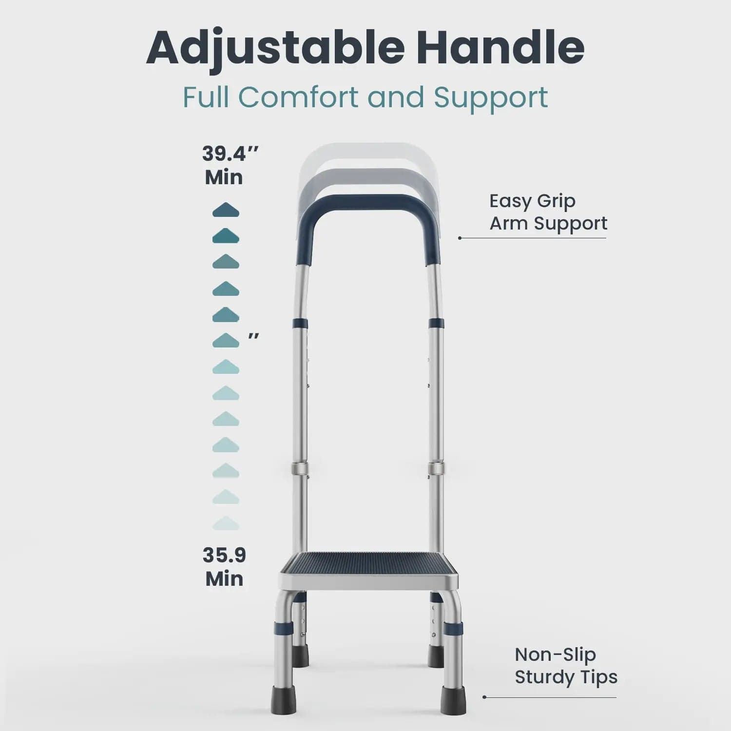 Adjustable Step Stool with Handle - 300 lb Capacity