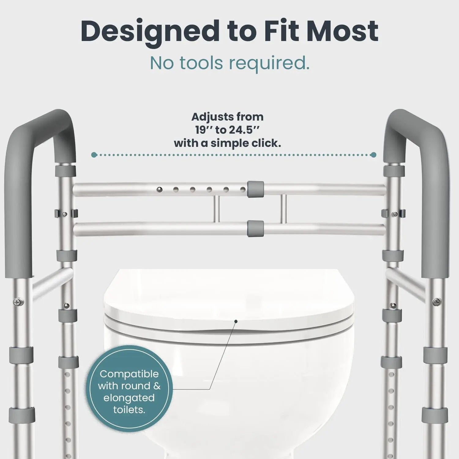Toilet Safety Rail (350lb)Pelegon LLC Gray