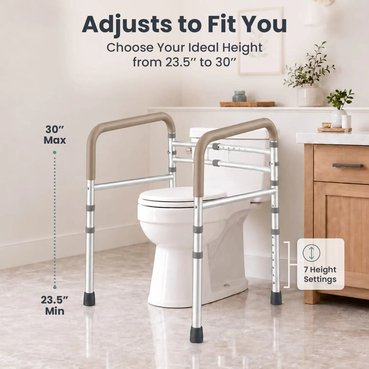 Toilet Safety Rail (350lb) Pelegon LLC Beige