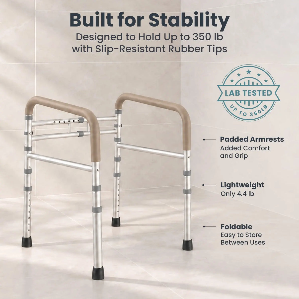 Toilet Safety Rail (350lb) Pelegon LLC Beige