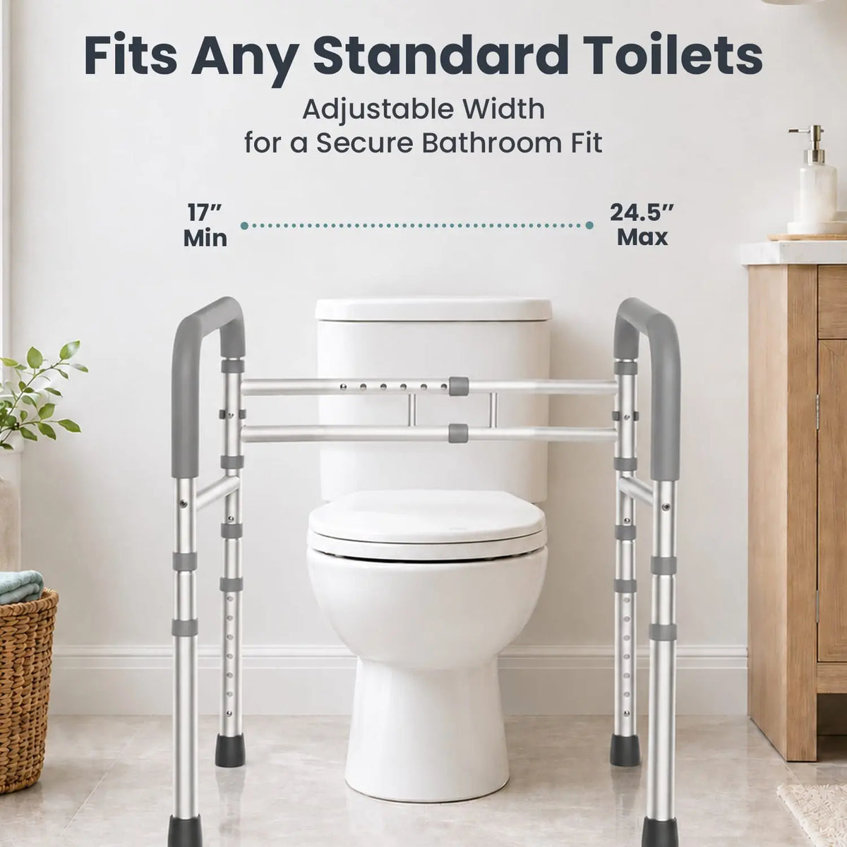 Toilet Safety Rail (350lb) Pelegon LLC Gray