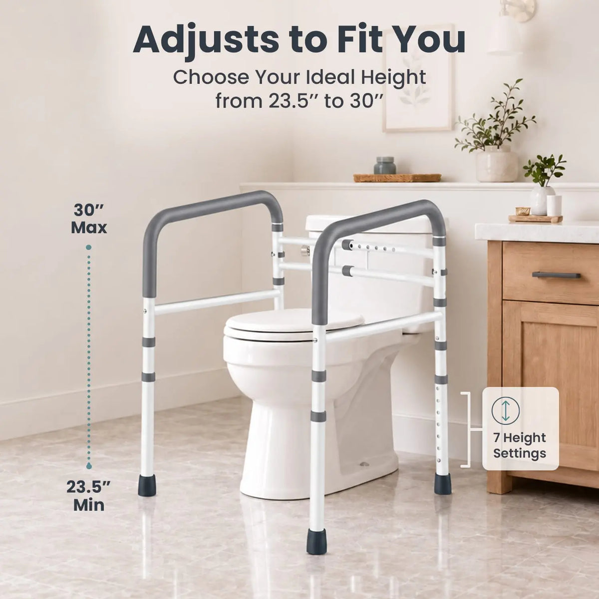 Toilet Safety Rail (350lb) Pelegon LLC White