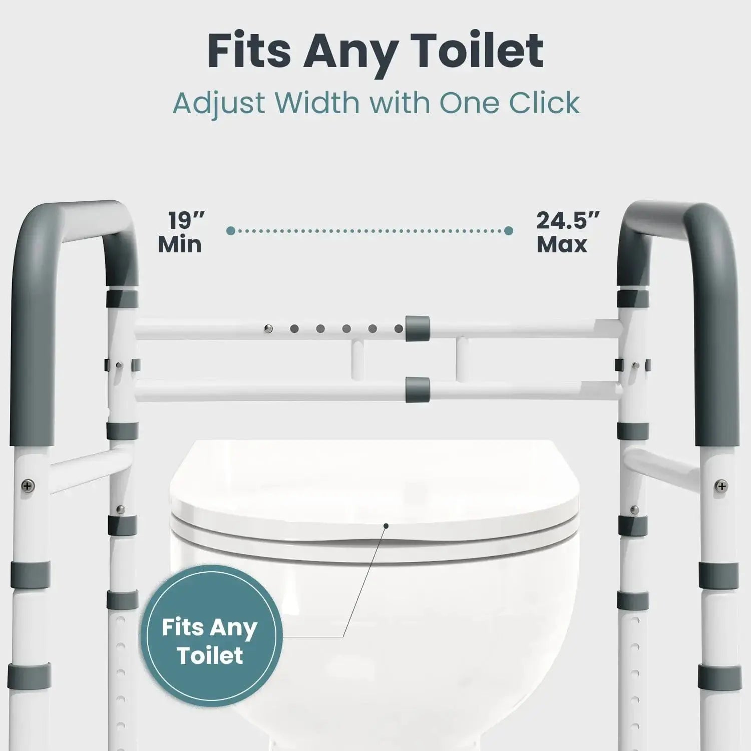 Toilet Safety Rail (350lb)Pelegon LLC White/Gray