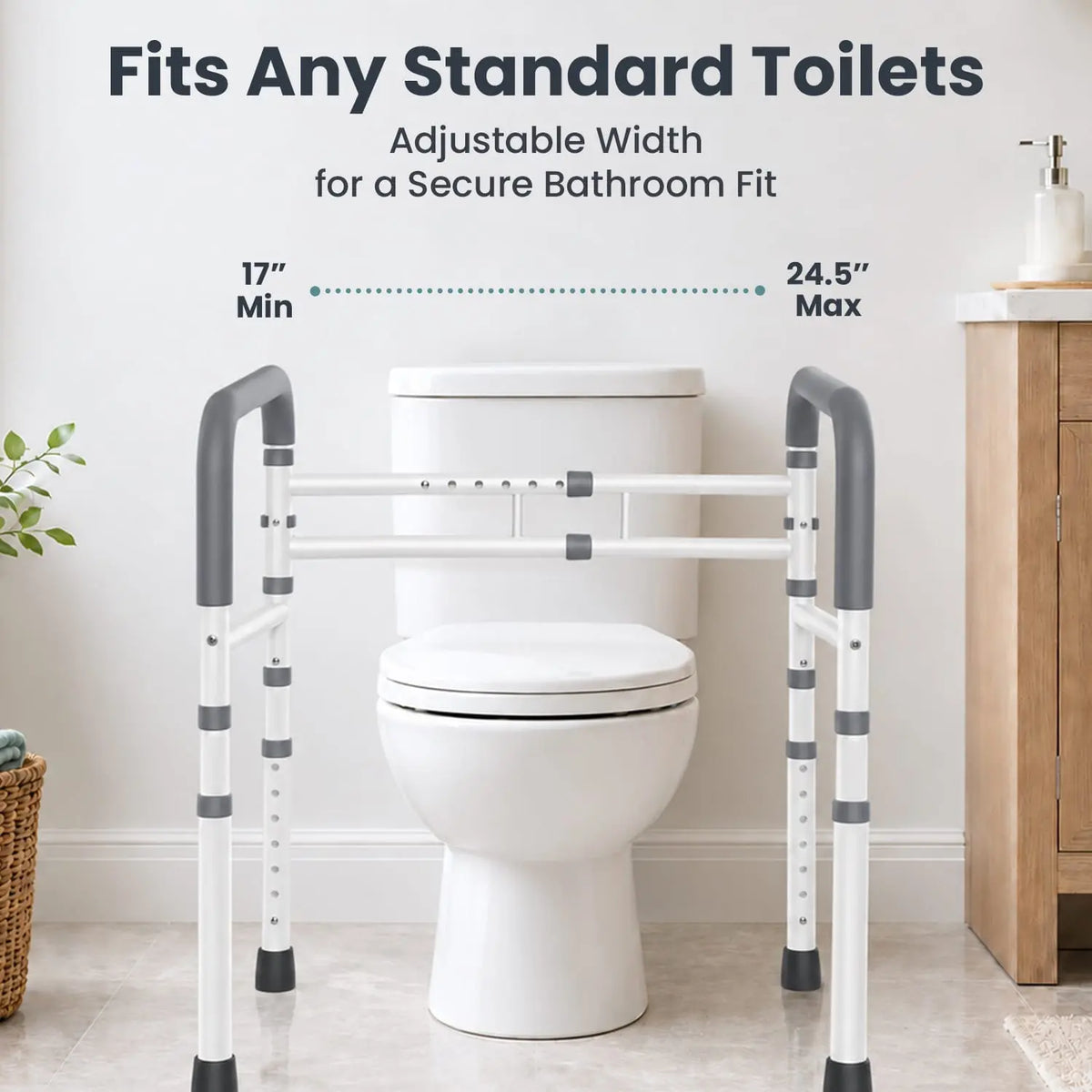 Toilet Safety Rail (350lb) Pelegon LLC White