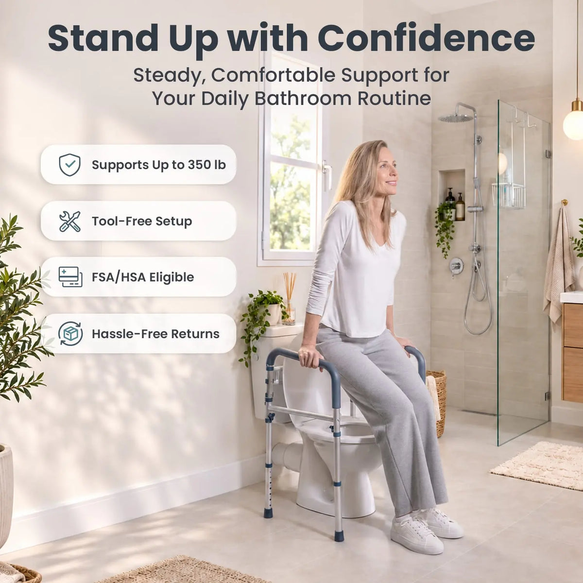 Toilet Safety Rail (350lb) Pelegon LLC Dark Blue