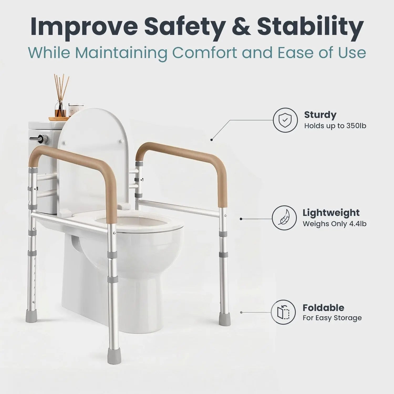 Toilet Safety Rail (350lb)Pelegon LLC Beige