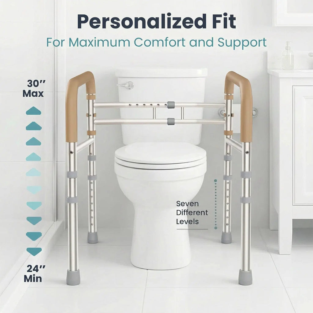Toilet Safety Rails With Adjustable Width and 350 lb Support