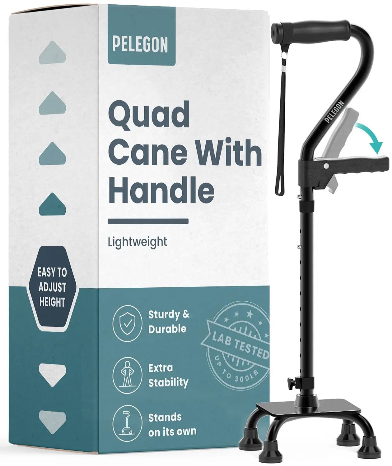Adjustable Quad Cane with Ergonomic Handle – Pelegon LLC