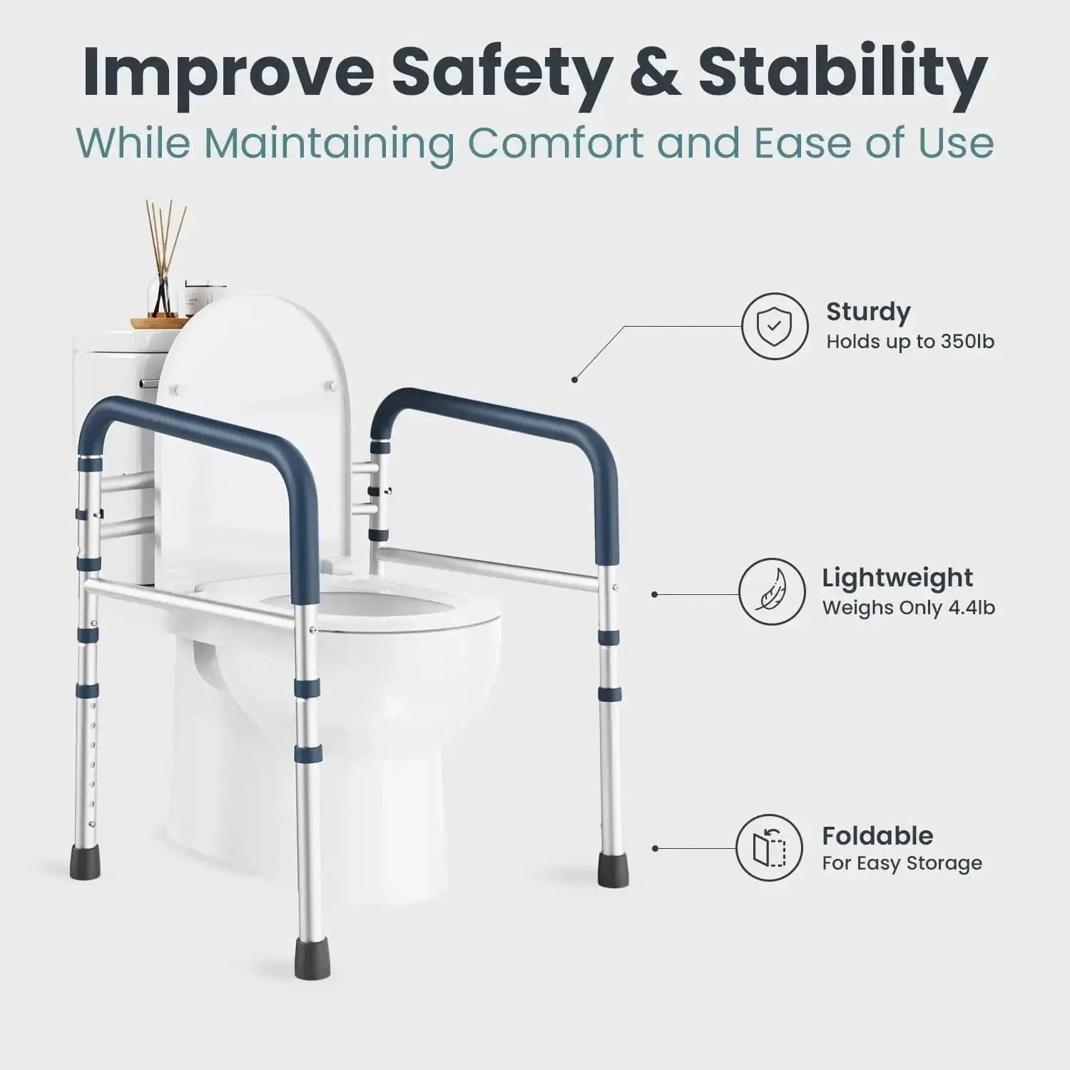 Toilet Safety Rail (350lb)Pelegon LLC Dark Blue